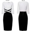 imageVFSHOW Womens Wear to Work Slim Colorblock Crisscross Waist Front Zipper Business Party Office Bodycon Pencil Sheath DressOffwhiteblack