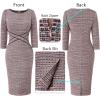 imageVFSHOW Womens Wear to Work Slim Colorblock Crisscross Waist Front Zipper Business Party Office Bodycon Pencil Sheath DressPink Tweed With Black Piping