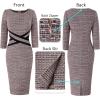 imageVFSHOW Womens Wear to Work Slim Colorblock Crisscross Waist Front Zipper Business Party Office Bodycon Pencil Sheath DressPink Tweed With Black Pipingb