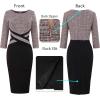 imageVFSHOW Womens Wear to Work Slim Colorblock Crisscross Waist Front Zipper Business Party Office Bodycon Pencil Sheath DressPink Tweedblack