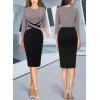 imageVFSHOW Womens Wear to Work Slim Colorblock Crisscross Waist Front Zipper Business Party Office Bodycon Pencil Sheath DressPink Tweedblack