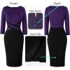 imageVFSHOW Womens Wear to Work Slim Colorblock Crisscross Waist Front Zipper Business Party Office Bodycon Pencil Sheath DressPurpleblack