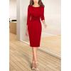 imageVFSHOW Womens Wear to Work Slim Colorblock Crisscross Waist Front Zipper Business Party Office Bodycon Pencil Sheath DressRed