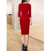 imageVFSHOW Womens Wear to Work Slim Colorblock Crisscross Waist Front Zipper Business Party Office Bodycon Pencil Sheath DressRed