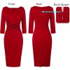 imageVFSHOW Womens Wear to Work Slim Colorblock Crisscross Waist Front Zipper Business Party Office Bodycon Pencil Sheath DressRed