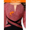 imageVFSHOW Womens Wear to Work Slim Colorblock Crisscross Waist Front Zipper Business Party Office Bodycon Pencil Sheath DressRed Tweed  Blacka