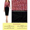 imageVFSHOW Womens Wear to Work Slim Colorblock Crisscross Waist Front Zipper Business Party Office Bodycon Pencil Sheath DressRed Tweed  Blacka