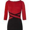 imageVFSHOW Womens Wear to Work Slim Colorblock Crisscross Waist Front Zipper Business Party Office Bodycon Pencil Sheath DressRedblack