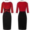 imageVFSHOW Womens Wear to Work Slim Colorblock Crisscross Waist Front Zipper Business Party Office Bodycon Pencil Sheath DressRedblack