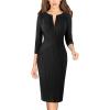 imageVFSHOW Womens Slim Zipper Up Work Business Office Party Bodycon Pencil Sheath DressBlack Knit