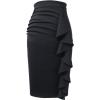imageVFSHOW Women Elegant Ruched Ruffle Slit Work Business Party Pencil SkirtBlack