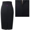 imageVFSHOW Women Elegant Ruched Ruffle Slit Work Business Party Pencil SkirtBlack