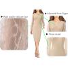 imageVFSHOW Womens Beige Floral Lace Cocktail Evening Bishop Sleeve Slim Front Zipper Party Bodycon Pencil Sheath Dress 8562 APT XL