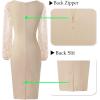 imageVFSHOW Womens Beige Floral Lace Cocktail Evening Bishop Sleeve Slim Front Zipper Party Bodycon Pencil Sheath Dress 8562 APT XL