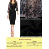 imageVFSHOW Womens Black Floral Embroidery Lace Bishop Sleeve Cocktail Party Slim Front Zipper Bodycon Pencil Sheath Dress 9628 BLK XL