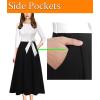 imageVFSHOW Womens Elegant Pockets Belted Work Business Office Casual Party Pleated ALine Midi DressOff White  Blackb