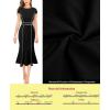 imageVFSHOW Womens Elegant Vintage Chruch Business Office Cocktail Mermaid Bodycon Midi DressBlack