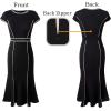 imageVFSHOW Womens Elegant Vintage Chruch Business Office Cocktail Mermaid Bodycon Midi DressBlack