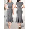 imageVFSHOW Womens Elegant Vintage Chruch Business Office Cocktail Mermaid Bodycon Midi DressBlack Tweed