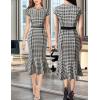 imageVFSHOW Womens Elegant Vintage Chruch Business Office Cocktail Mermaid Bodycon Midi DressBlack White Plaid Tweed
