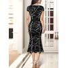 imageVFSHOW Womens Elegant Vintage Chruch Business Office Cocktail Mermaid Bodycon Midi DressBlack and White Geometric Print