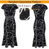imageVFSHOW Womens Elegant Vintage Chruch Business Office Cocktail Mermaid Bodycon Midi DressBlack and White Geometric Print