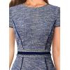imageVFSHOW Womens Elegant Vintage Chruch Business Office Cocktail Mermaid Bodycon Midi DressBlue Tweed