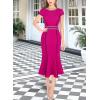 imageVFSHOW Womens Elegant Vintage Chruch Business Office Cocktail Mermaid Bodycon Midi DressHot Pink