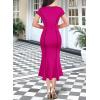 imageVFSHOW Womens Elegant Vintage Chruch Business Office Cocktail Mermaid Bodycon Midi DressHot Pink