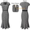 imageVFSHOW Womens Elegant Vintage Square Neck Business Office Cocktail Party Bodycon Midi Mermaid DressBlack Tweed