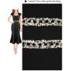 imageVFSHOW Womens Elegant Vintage Square Neck Business Office Cocktail Party Bodycon Midi Mermaid DressBlack With Tweed Trim