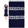 imageVFSHOW Womens Elegant Vintage Square Neck Business Office Cocktail Party Bodycon Midi Mermaid DressNavy Blue With Tweed Trim