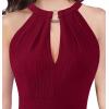 imageVFSHOW Womens Halter Neck Keyhole Cocktail Party Pleated Ruched Slim Fitted Bodycon Pencil Dress