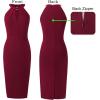 imageVFSHOW Womens Halter Neck Keyhole Cocktail Party Pleated Ruched Slim Fitted Bodycon Pencil Dress