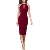 imageVFSHOW Womens Halter Neck Keyhole Cocktail Party Pleated Ruched Slim Fitted Bodycon Pencil Dress