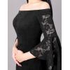 imageVFSHOW Womens Off Shoulder Bell Sleeve Formal Evening Wedding Party Maxi DressBlack Floral Lace