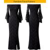 imageVFSHOW Womens Off Shoulder Bell Sleeve Formal Evening Wedding Party Maxi DressBlack Floral Lace