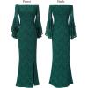 imageVFSHOW Womens Off Shoulder Bell Sleeve Formal Evening Wedding Party Maxi DressGreen Lace