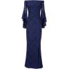 imageVFSHOW Womens Off Shoulder Bell Sleeve Formal Evening Wedding Party Maxi DressNavy Blue Lace