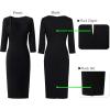 imageVFSHOW Womens Pleated Asymmetric Bow Neck Work Business Office Cocktail Party Pencil Sheath DressBlack