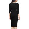 imageVFSHOW Womens Pleated Asymmetric Bow Neck Work Business Office Cocktail Party Pencil Sheath DressBlack