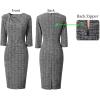imageVFSHOW Womens Pleated Asymmetric Bow Neck Work Business Office Cocktail Party Pencil Sheath DressBlack Tweed