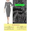 imageVFSHOW Womens Pleated Asymmetric Bow Neck Work Business Office Cocktail Party Pencil Sheath DressBlack Tweed
