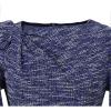 imageVFSHOW Womens Pleated Asymmetric Bow Neck Work Business Office Cocktail Party Pencil Sheath DressBlue Yarndyed Tweed