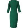 imageVFSHOW Womens Pleated Asymmetric Bow Neck Work Business Office Cocktail Party Pencil Sheath DressGreen