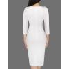 imageVFSHOW Womens Pleated Asymmetric Bow Neck Work Business Office Cocktail Party Pencil Sheath DressOffwhite