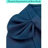 imageVFSHOW Womens Pleated Asymmetric Bow Neck Work Business Office Cocktail Party Pencil Sheath DressPeacock Blue