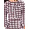 imageVFSHOW Womens Pleated Crew Neck Peplum Work Business Office Bodycon Pencil Sheath DressDark Red and White Tweedchecker