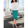 imageVFSHOW Womens Pleated Crew Neck Peplum Work Business Office Bodycon Pencil Sheath DressOffwhite  Teal