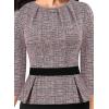 imageVFSHOW Womens Pleated Crew Neck Peplum Work Business Office Bodycon Pencil Sheath DressPink Tweedblack